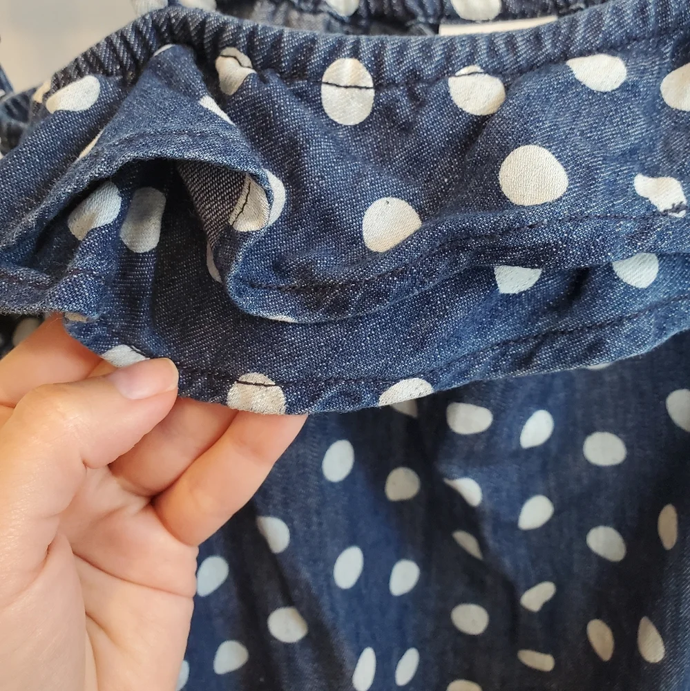 Justice denim polka dots blue white cotton  jumped girl size 12